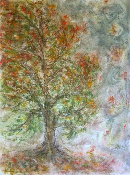 Motiv: Laubbaum Herbst Sturm